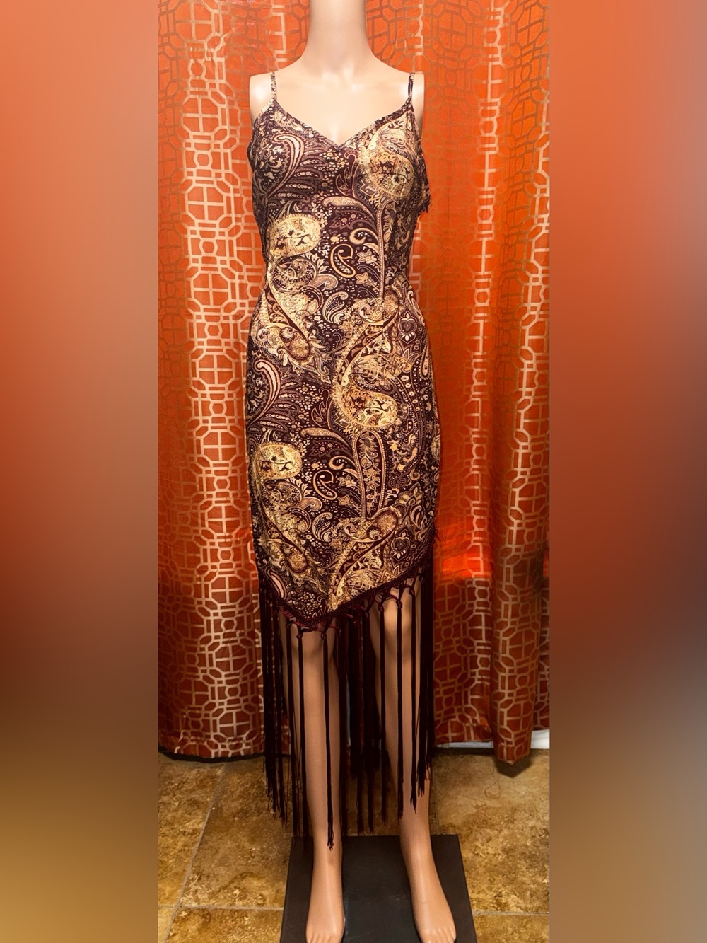 SHEIN Paisley Fringe Midi Dress Size Large NWOT Boho Western